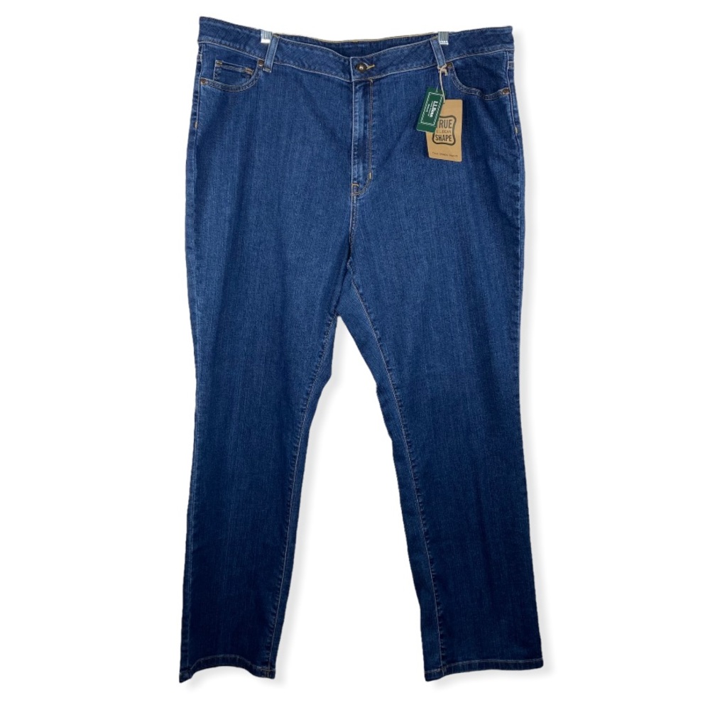 L.L. Bean Womens True Shape Classic Straight Leg Stonewashed Denim Jeans 22W NEW